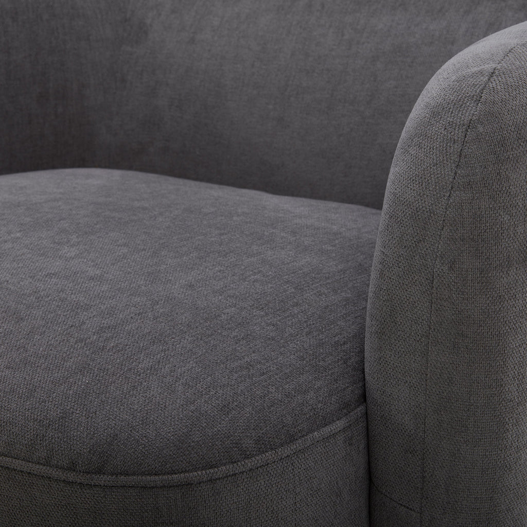 Dark Gray Fabric Swivel Accent Barrel Chairs with Adjustable Backrest D76125