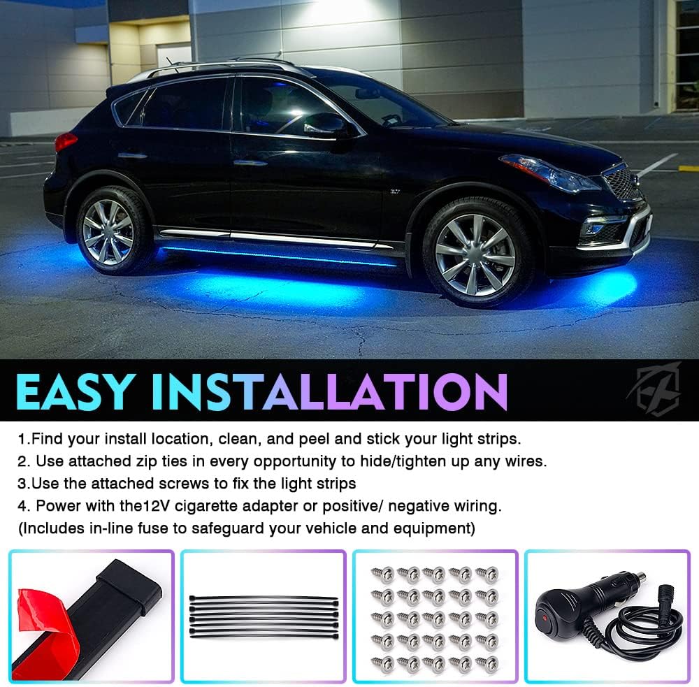 RGB LED Car Underglow Light Kit, 4 PCS, Pack of 2 Y3305