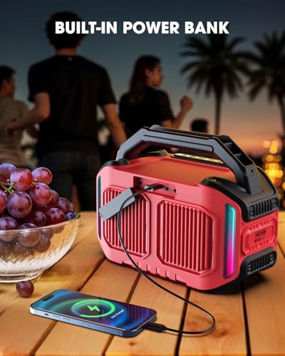 Bluetooth Wireless Speaker with Bass, 20H Playtime, IPX6 Waterproof (Black) Y232613