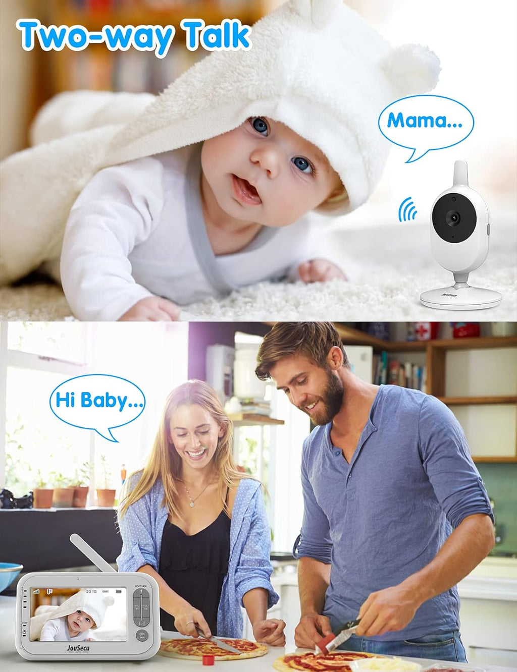 Baby Monitor with Camera and Audio 4.3 Inches LCD Split Screen E646