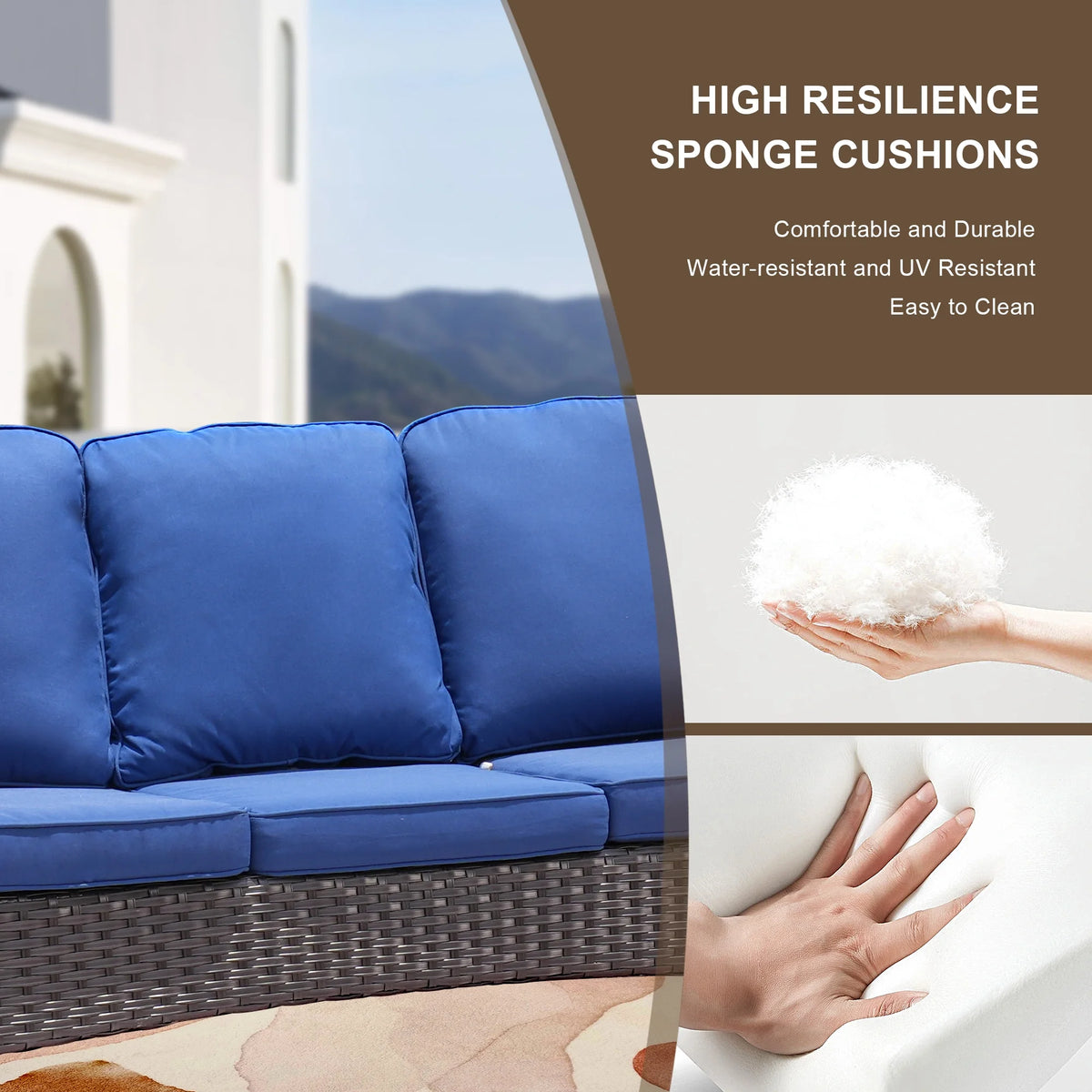 2 Pieces Outdoor Patio Wicker Sectional with Loveseat F742578