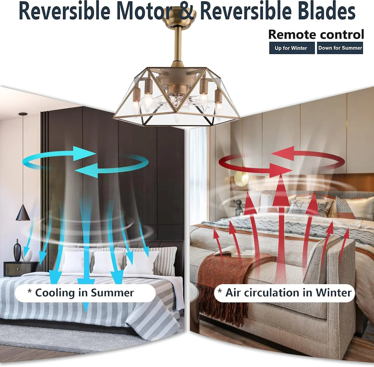 18.5'' Caged Ceiling Fan with Lights Remote Control E155600