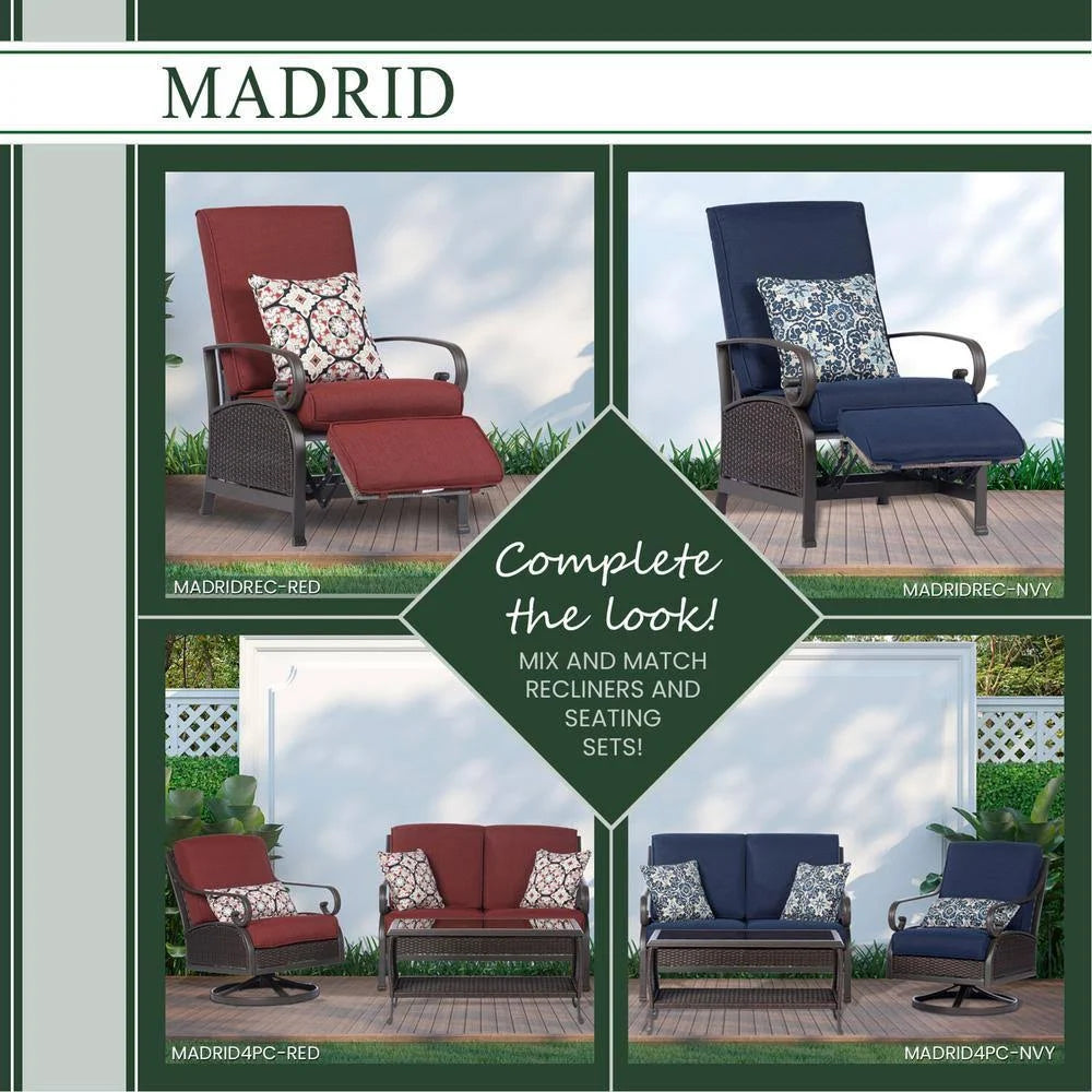 Brown/Red Wicker Adjustable Recliner O3082