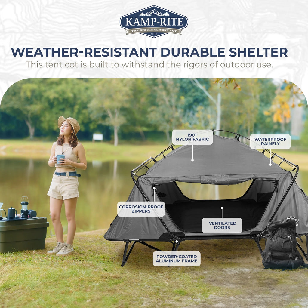 2 Person Elevated Cot, Lounge Chair, & Tent Q823