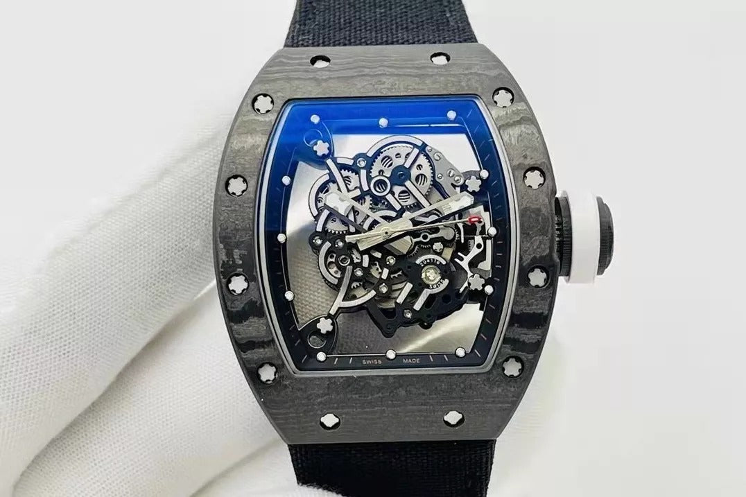 Skeleton Dial Black Bezel Black Canvas Strap L608483
