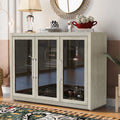 Wood Storage Cabinet with Three Tempered Glass Doors and Adjustable Shelf F628