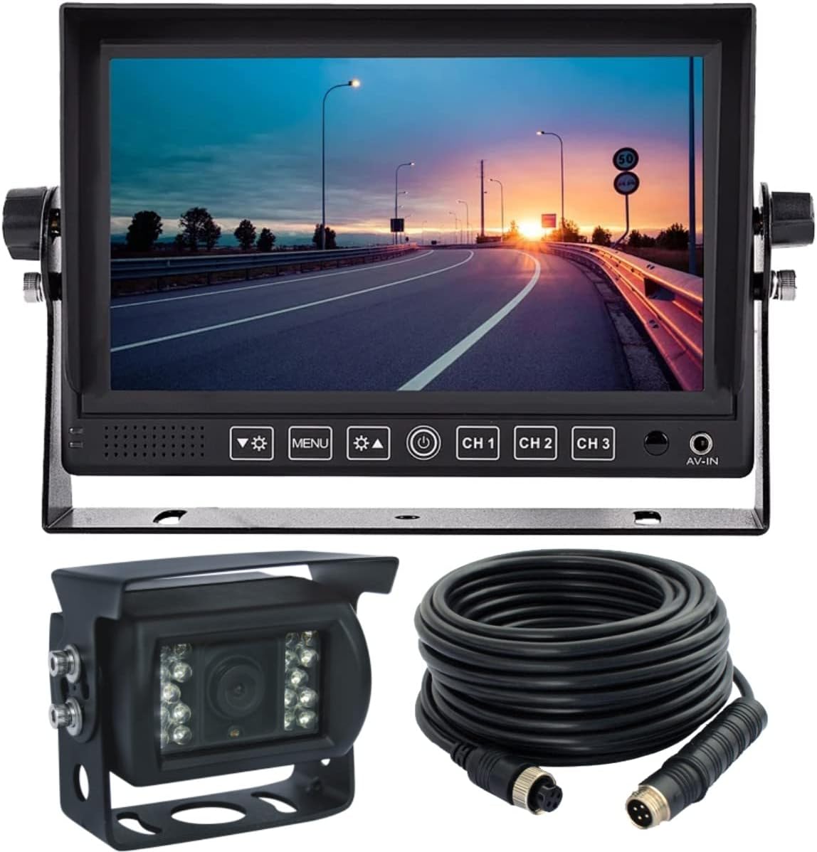 Wired 7 LCD Monitor Backup Camera System with Night Vision IP69K Waterproof Camera N4115
