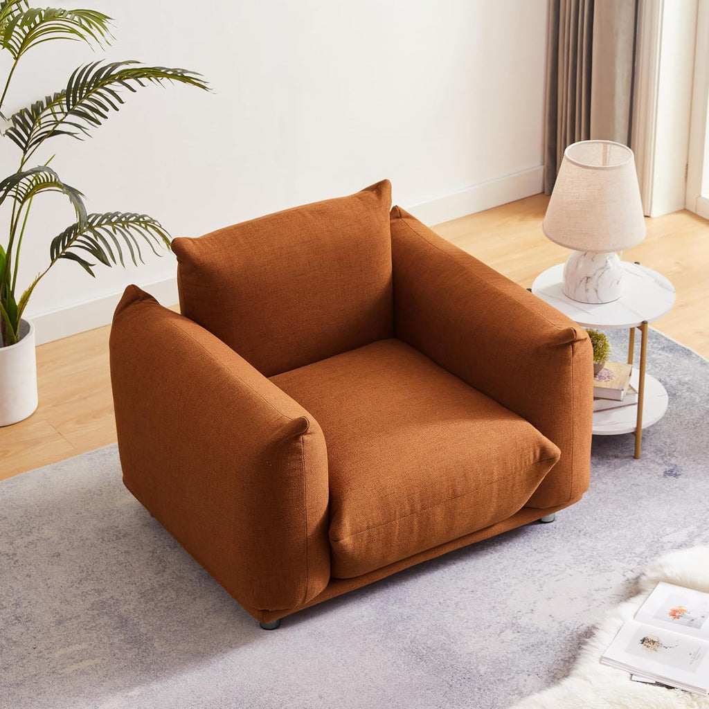 Rust Red Cotton Linen Accent Chair Z879295