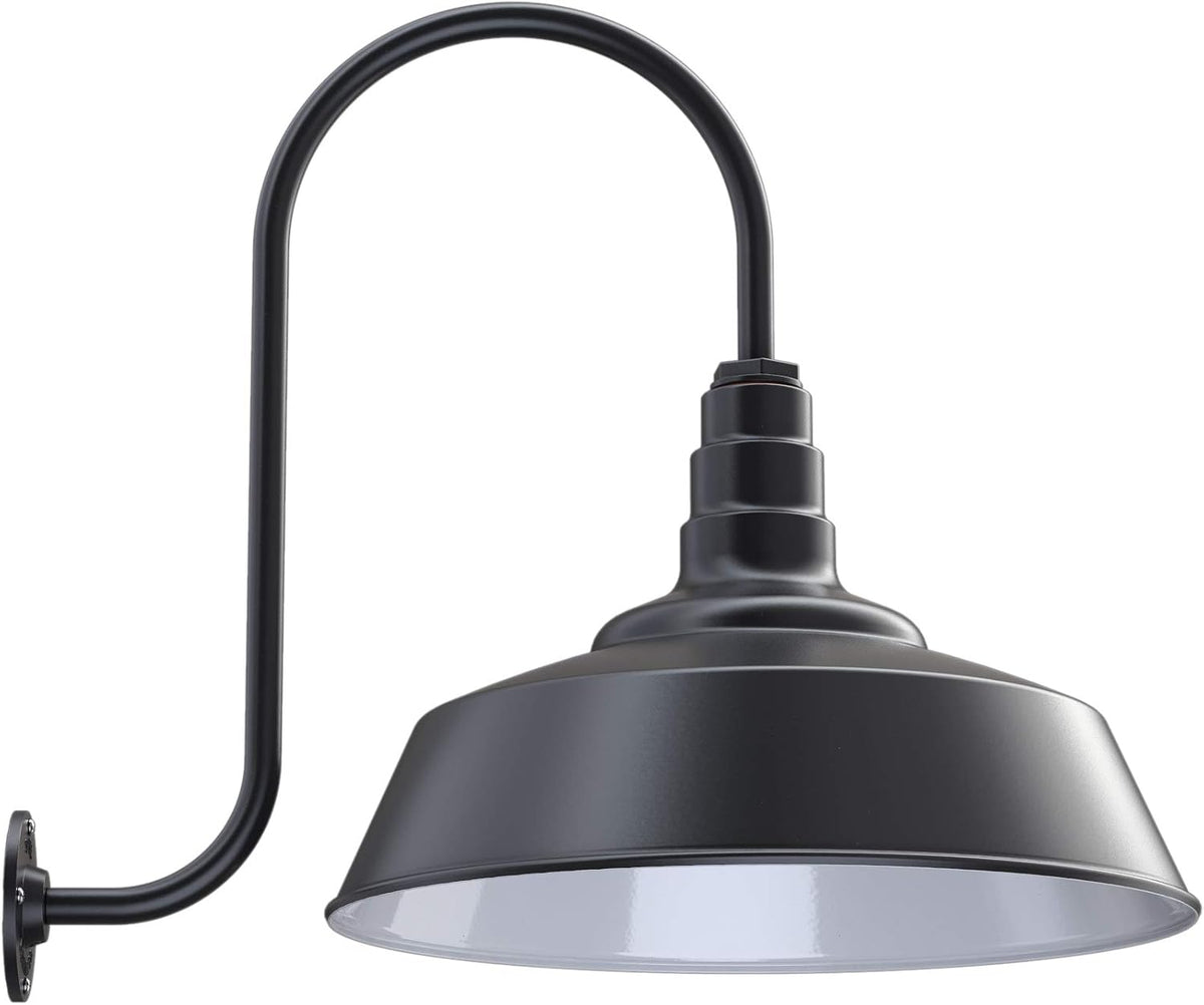 Gooseneck Barn Light Matte Black with Brass Interior U2828