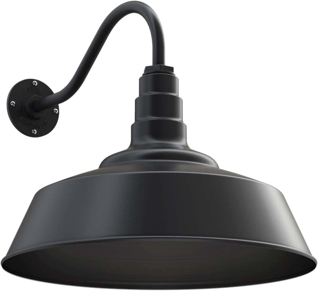 Gooseneck Barn Light Matte Black with Brass Interior U2828