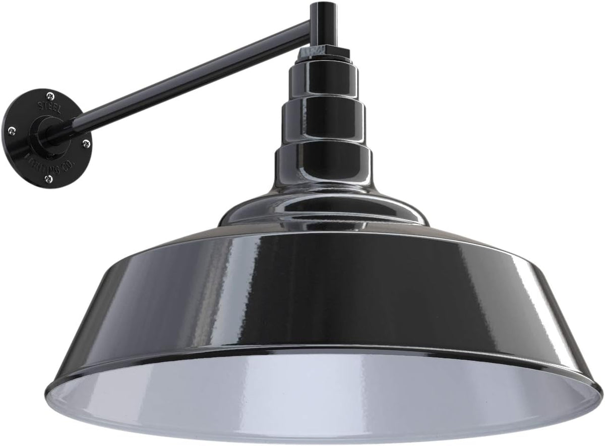 Gooseneck Barn Light Matte Black with Brass Interior U2828