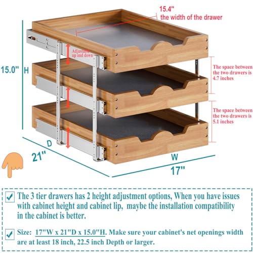 2 Tier Pull Out Wood Cabinet Organizer O5557