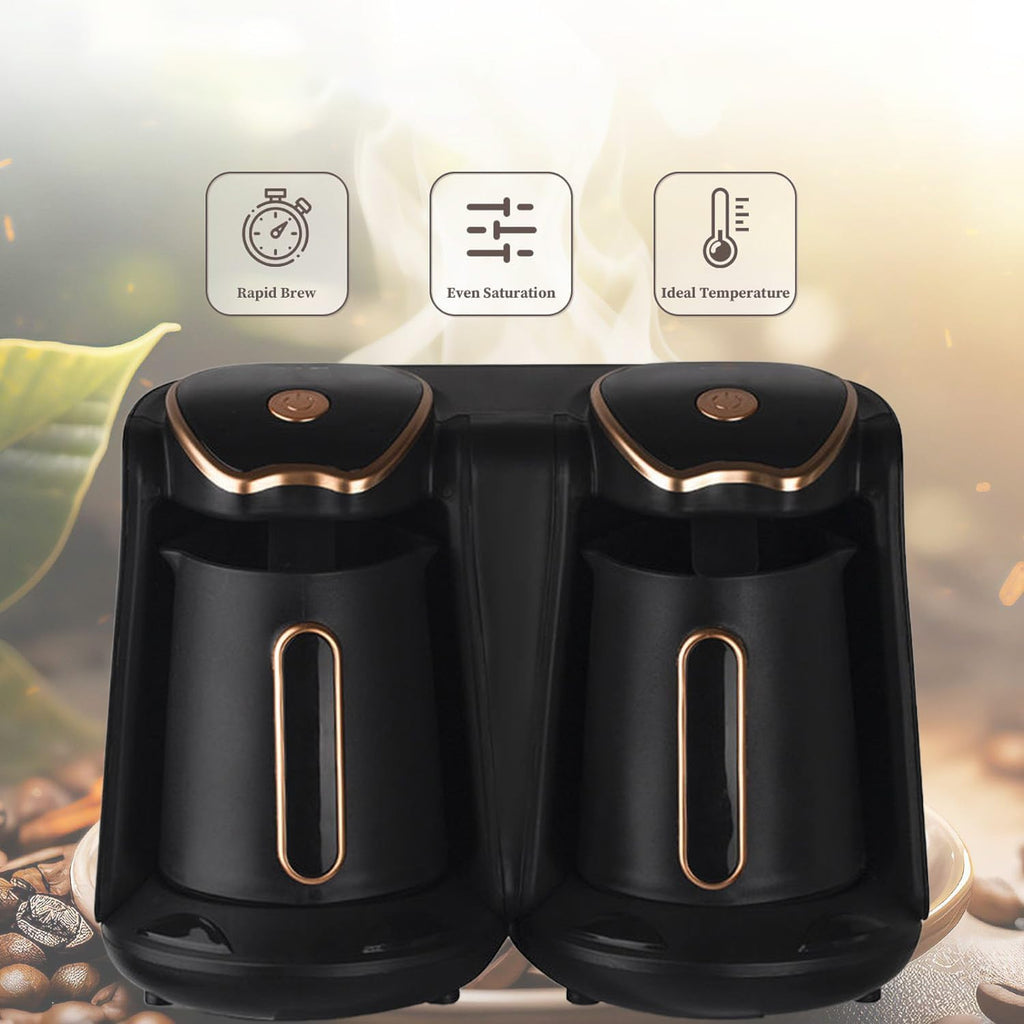 500ml 5 Cups Electric Turkish Coffee Maker (Black/Gold) Y62869
