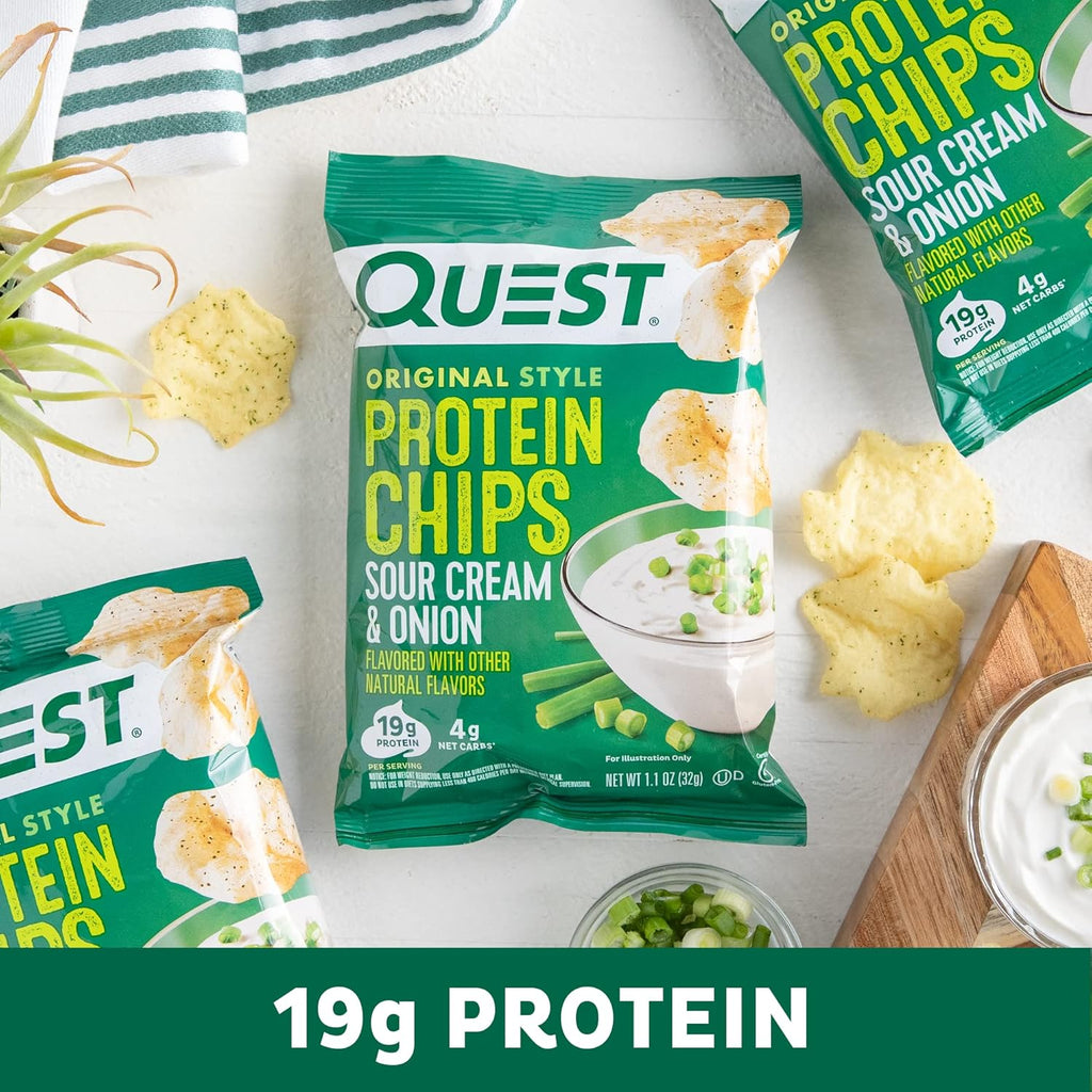 Protein Chips, Sour Cream & Onion, BBQ, 1.1 Ounce, Pack of 12 P730245