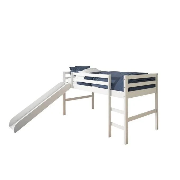 Light Espresso Kids Twin Loft Tent Bed with Slide G5510