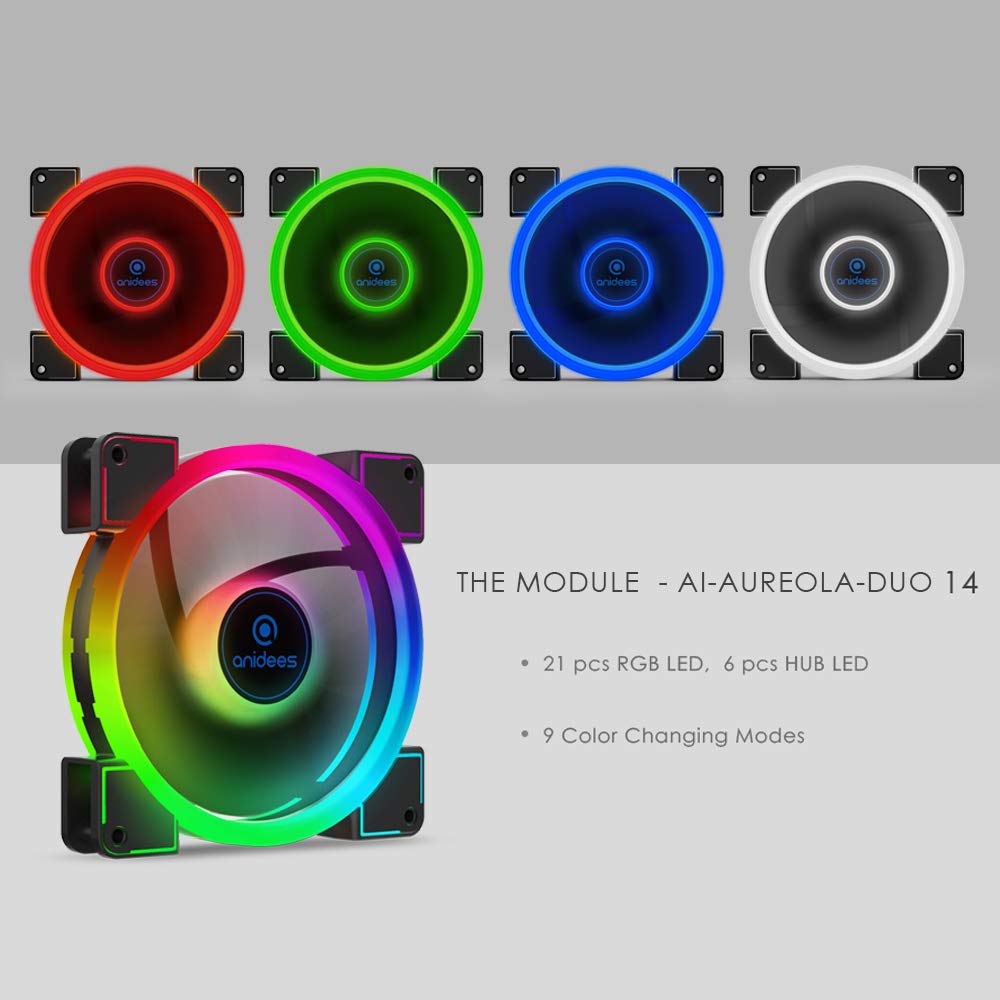 140mm 3pcs RGB PWM Dual Light Loop Fan V508782