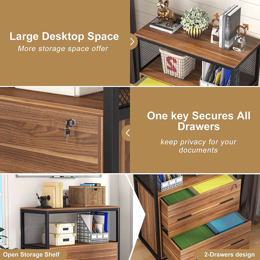 2-Drawer Lateral File Cabinet with Lock (Walnut) I890