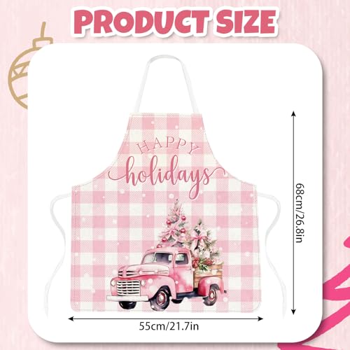 4Pcs Pink Christmas Kitchen Cooking Aprons R55779