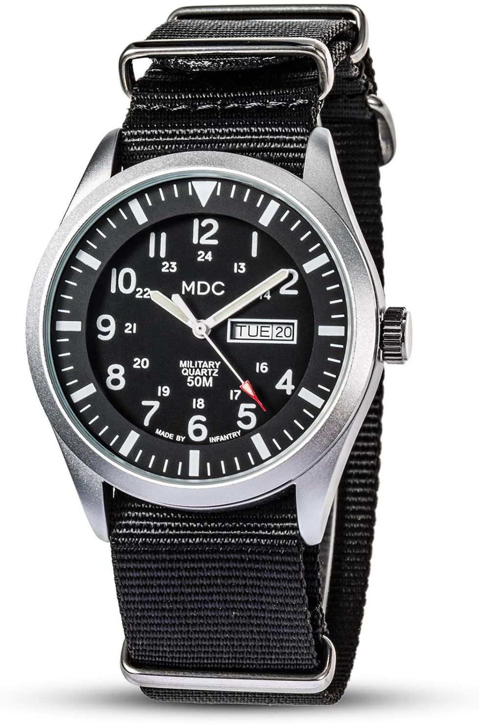 Black Analog Nylon Band Military Watch U15537