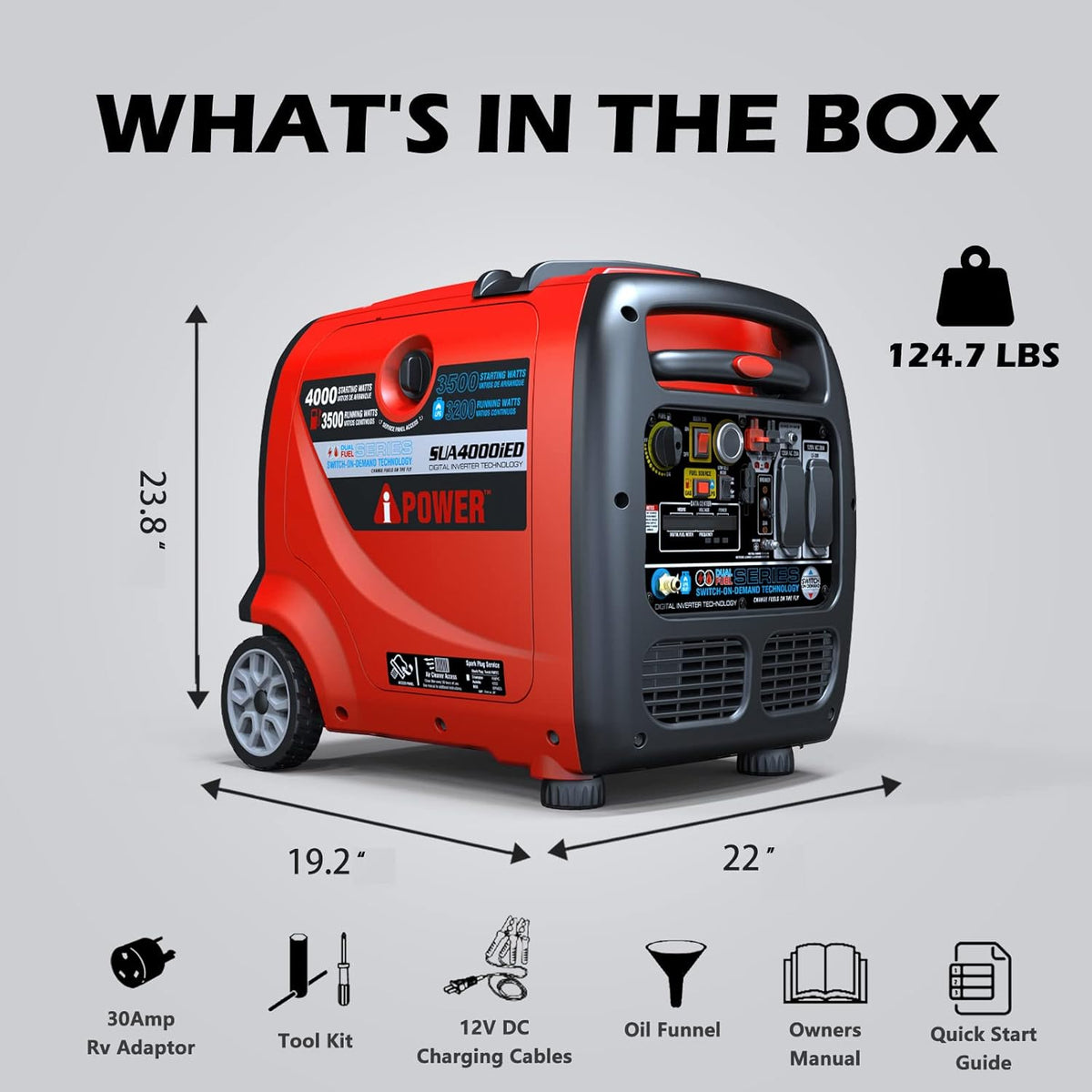 4000 Watt Portable Inverter Generator Gas & Propane Powered X2450