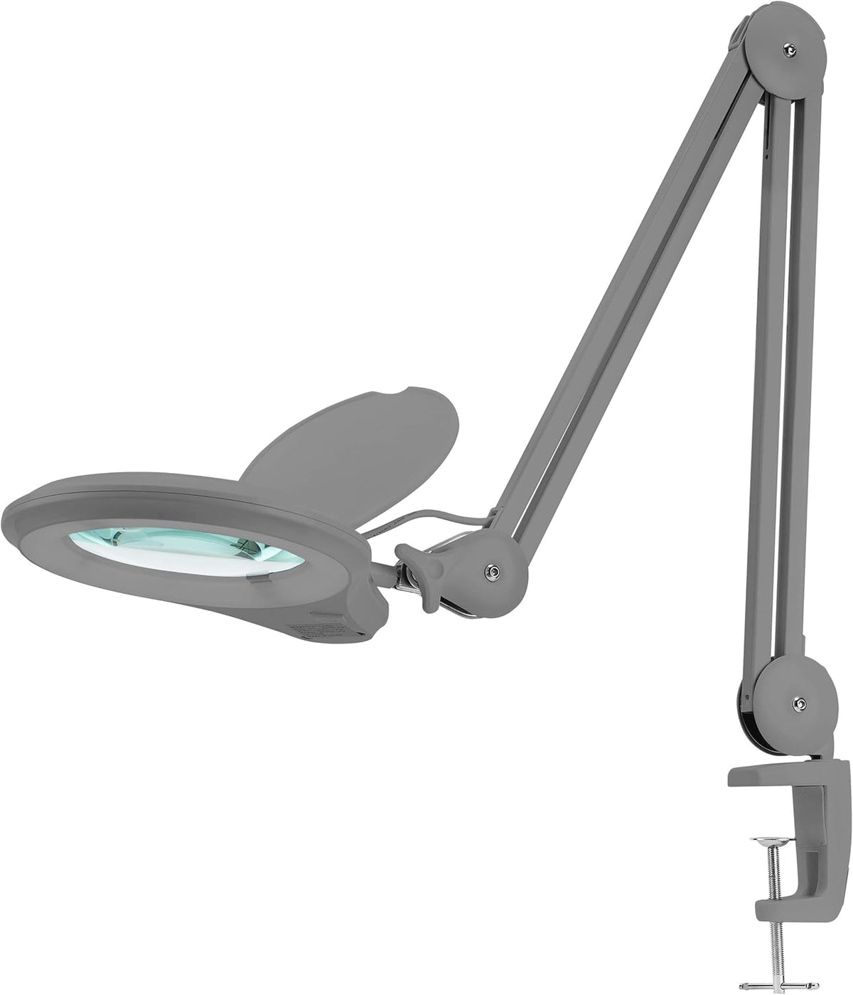 1,200 Lumens Dimmable LED Magnifying Lamp with Clamp, 5 Diopter with 20 Diopter, 5 Inches Lens, Gray G9322