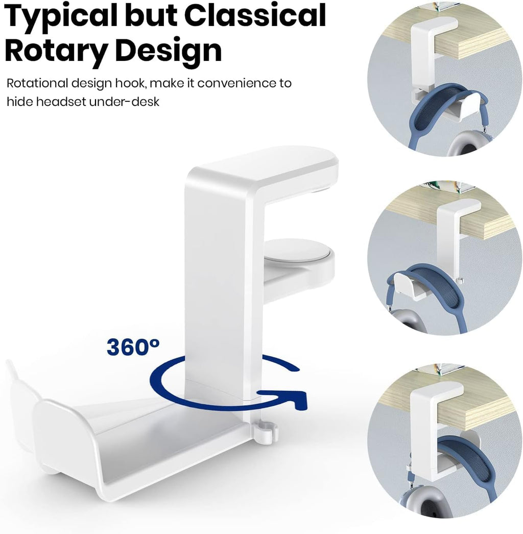 White Rotating Headphone Stand with 360 Degree Swivel I5402