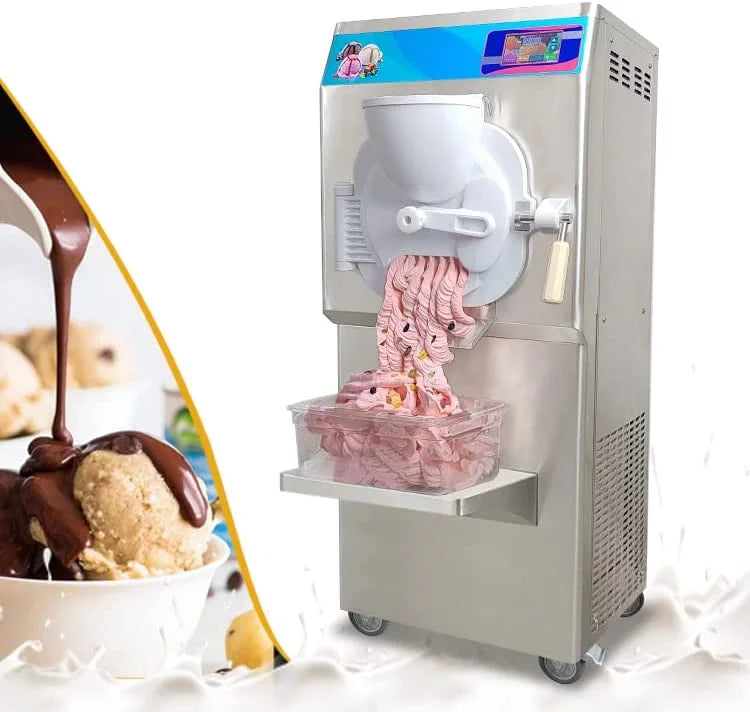 ETL Commercial Hard Ice Cream Machine, Italian Water Ice Machine, Batch Freezer, 14L Cylinder E484