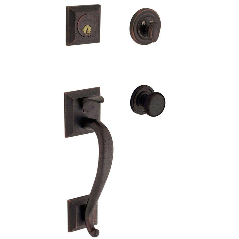 Distressed Oil-Rubbed Bronze Handleset with Knob P4044