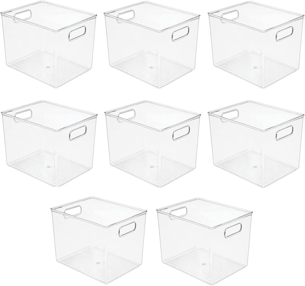 Clear 8 Pack Plastic Storage Organizer Bin Basket with Handle H3754