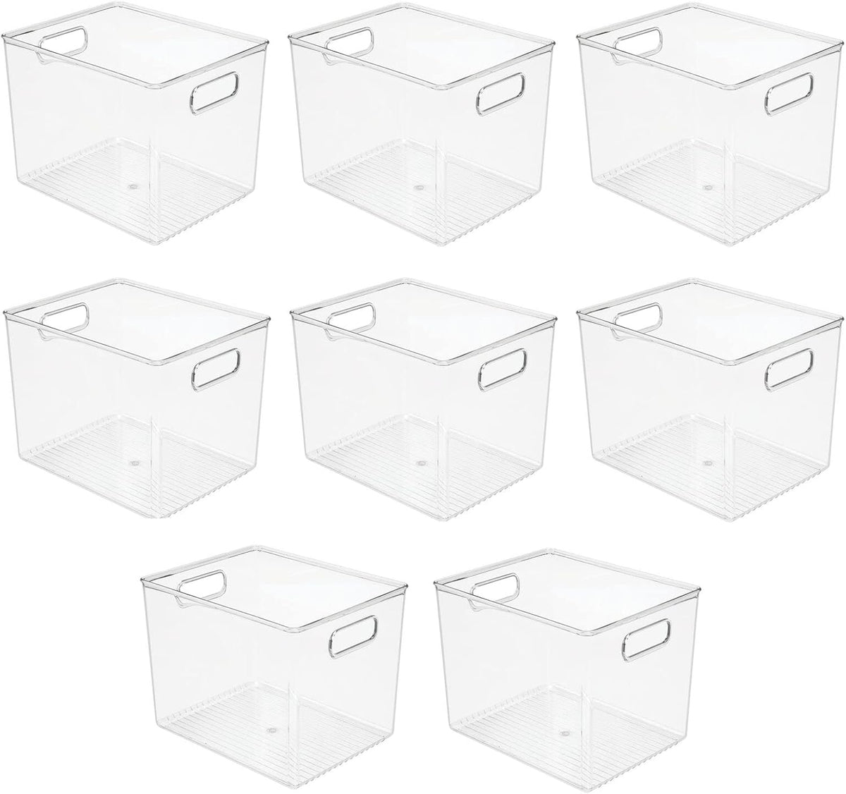 Clear 8 Pack Plastic Storage Organizer Bin Basket with Handle H3754