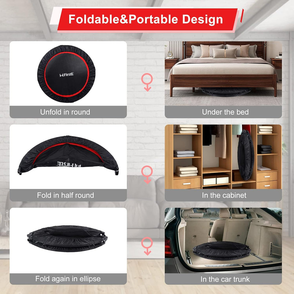 50" Foldable Fitness Trampoline with Adjustable Foam Handle H9359