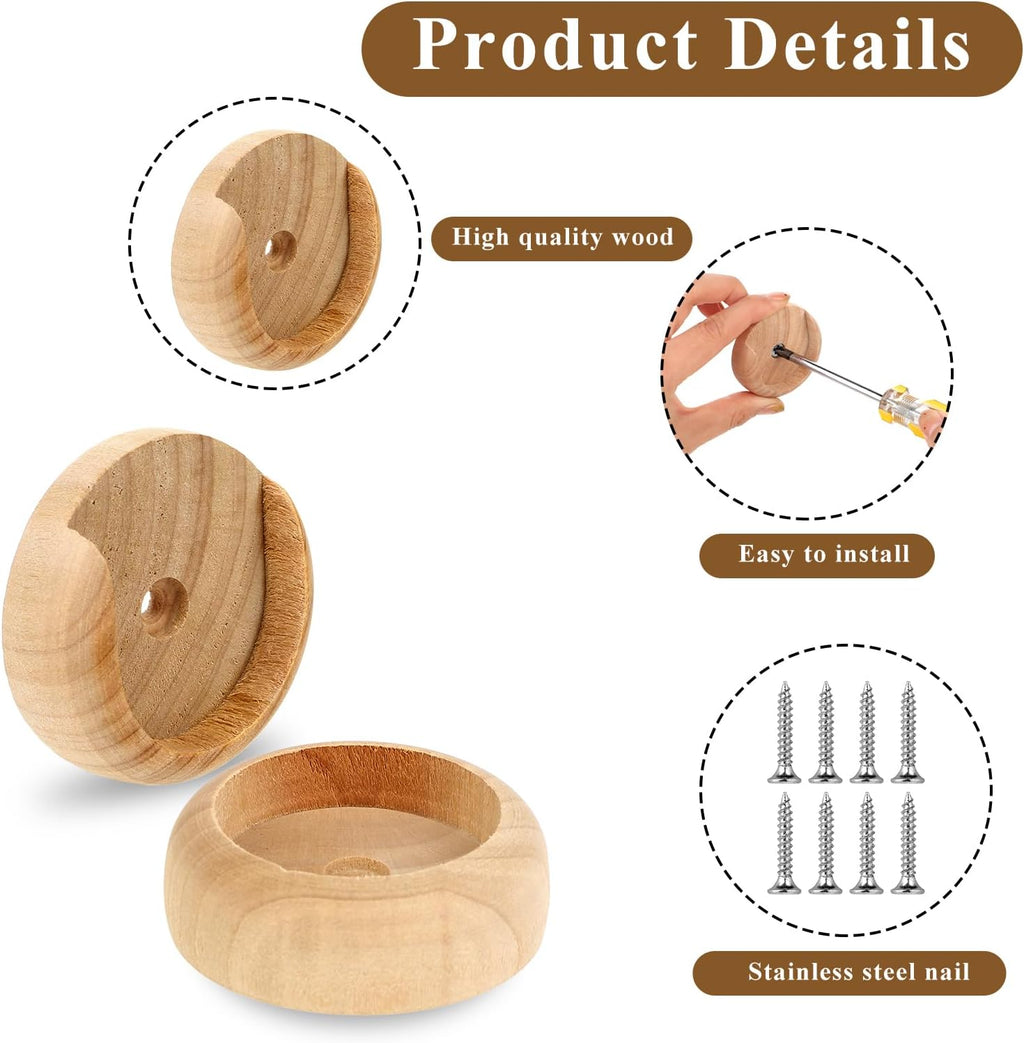 4 Sets Solid Wooden Closet Rod Holders with Screws N751