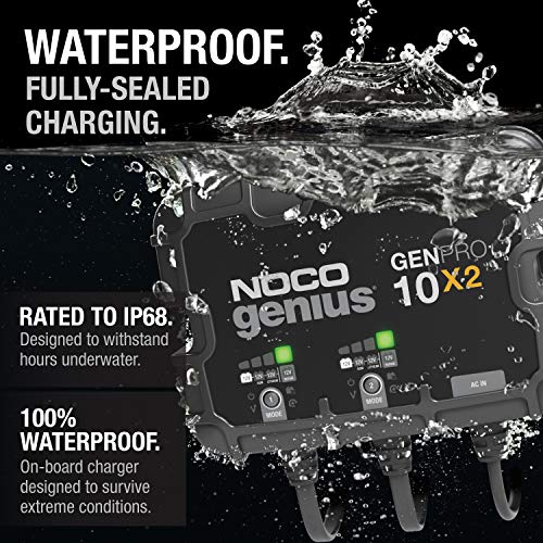2-Bank 20A Onboard Waterproof Marine Battery Charger for Lead-Acid & Lithium Batteries K156368
