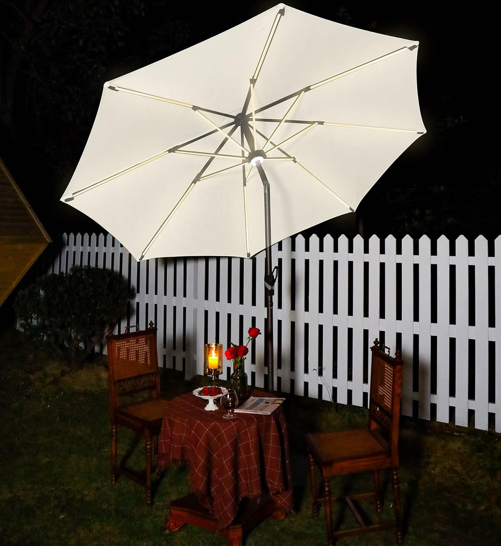 10 ft. Solar Powered LED Aluminum Patio Umbrella Sky Blue Y88470