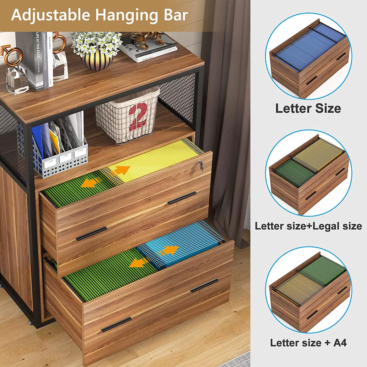 2-Drawer Lateral File Cabinet with Lock (Walnut) I890