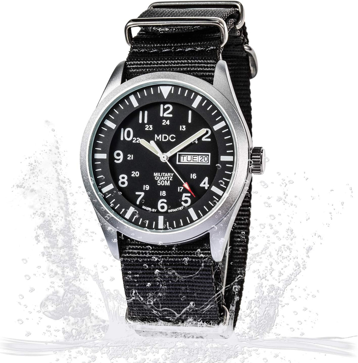 Black Analog Nylon Band Military Watch U15537
