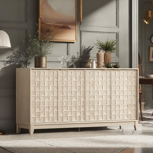 Walnut Finish Solid Wood Sideboard Cabinet with Storage V8831