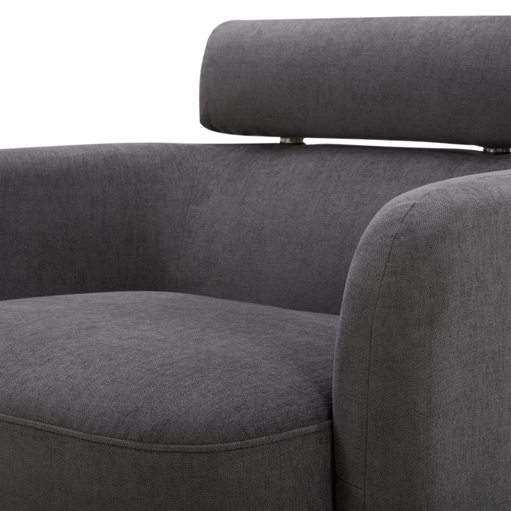 Dark Gray Fabric Swivel Accent Barrel Chairs with Adjustable Backrest D76125