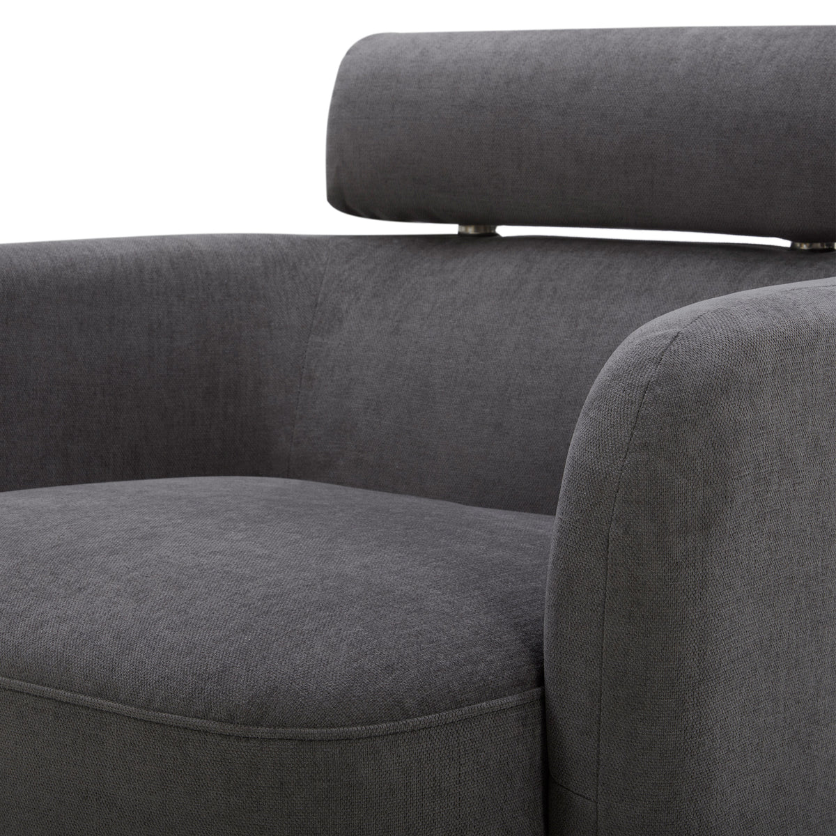 Dark Gray Fabric Swivel Accent Barrel Chairs with Adjustable Backrest D76125