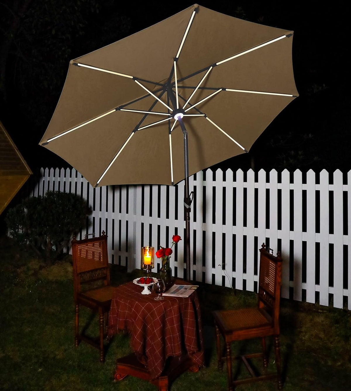 10 ft. Solar Powered LED Aluminum Patio Umbrella Sky Blue Y88470