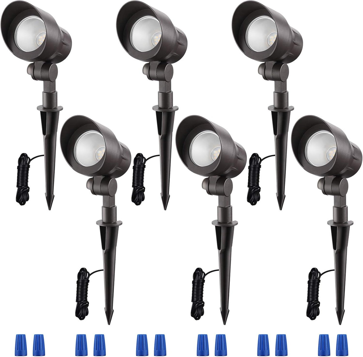 4W LED Landscape Spotlight, 12V Low Voltage, IP65 Waterproof, 4000K Cool White, Pack of 6 P406