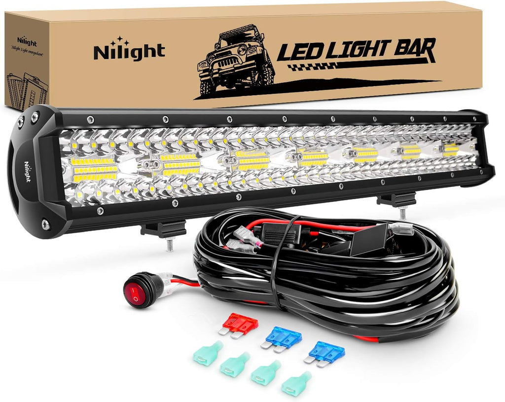 20Inch 420W LED Light Bar Amber White Strobe with Wiring Harness Kit W392184