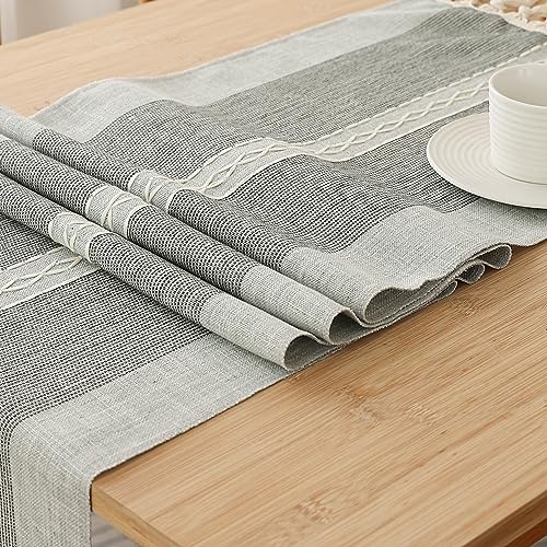 Brown 36 inches Linen Table Runner with Tassel Z511