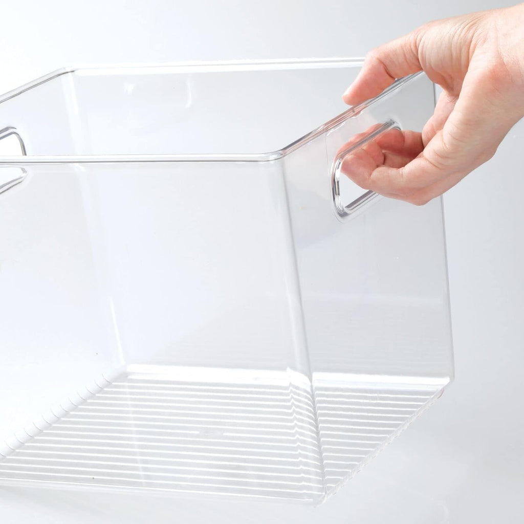 Clear 8 Pack Plastic Storage Organizer Bin Basket with Handle H3754