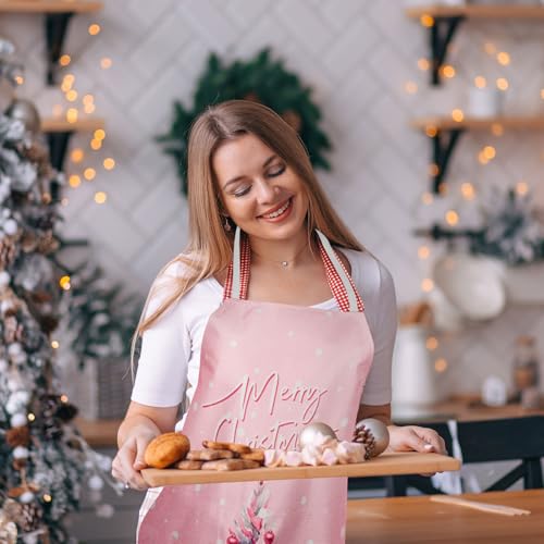 4Pcs Pink Christmas Kitchen Cooking Aprons R55779