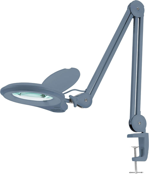 1,200 Lumens Dimmable LED Magnifying Lamp with Clamp, 5 Diopter with 20 Diopter, 5 Inches Lens, Gray G9322