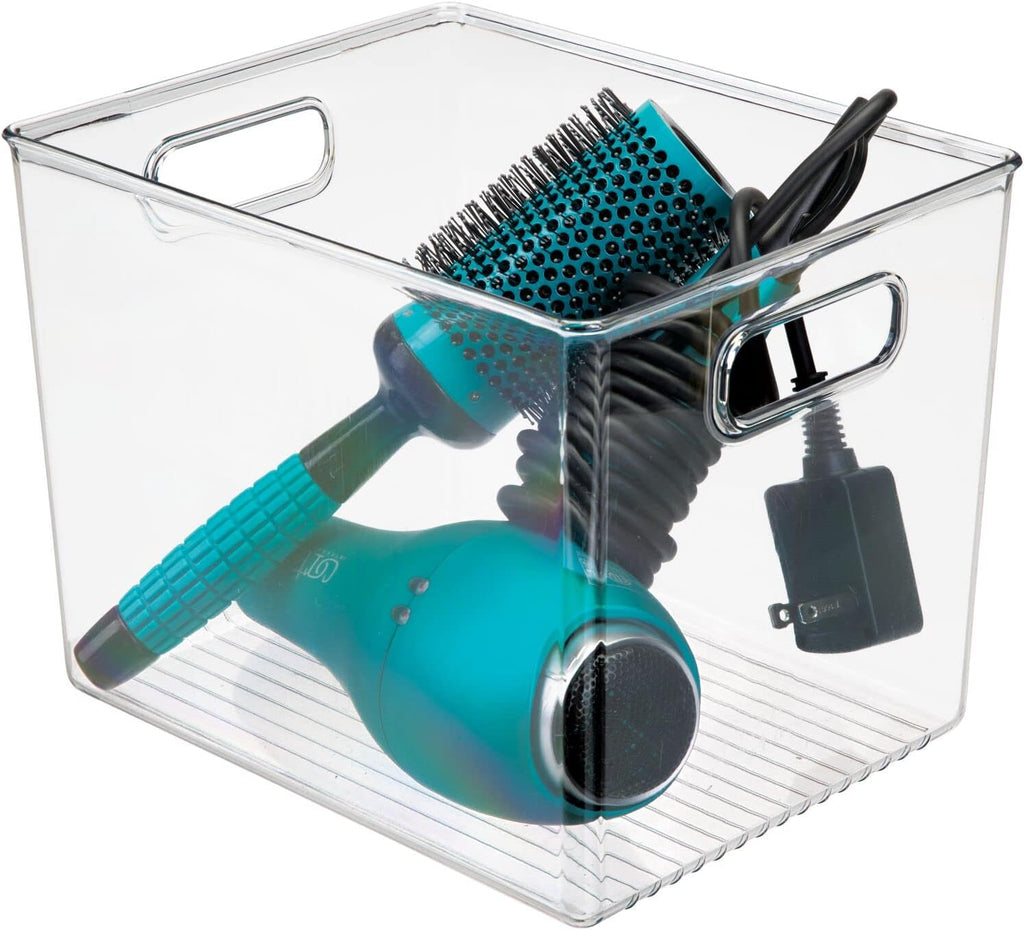 Clear 8 Pack Plastic Storage Organizer Bin Basket with Handle H3754