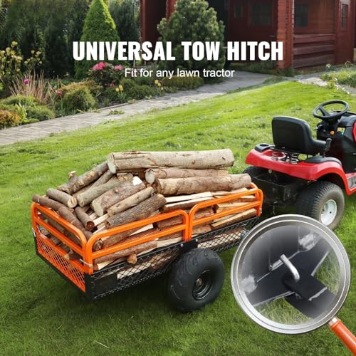 Heavy Duty Steel ATV Dump Trailer, 1500-Pound Load Capacity 15 Cubic Feet, Tow Behind Dump Cart with Removable Sides and 2 Tires H6722