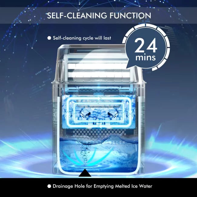 Compact Ice Maker Machine, 45 Lbs/24H, 24 Pcs/13 Mins, Self-Cleaning A580378