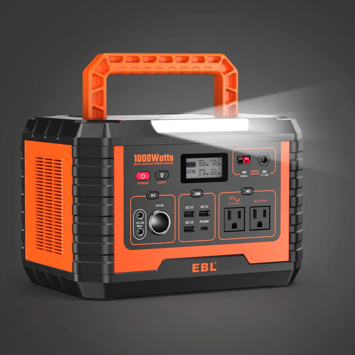 2Packs Portable Power Station 1000W Solar Generator 270000mAh Waterproof N9710